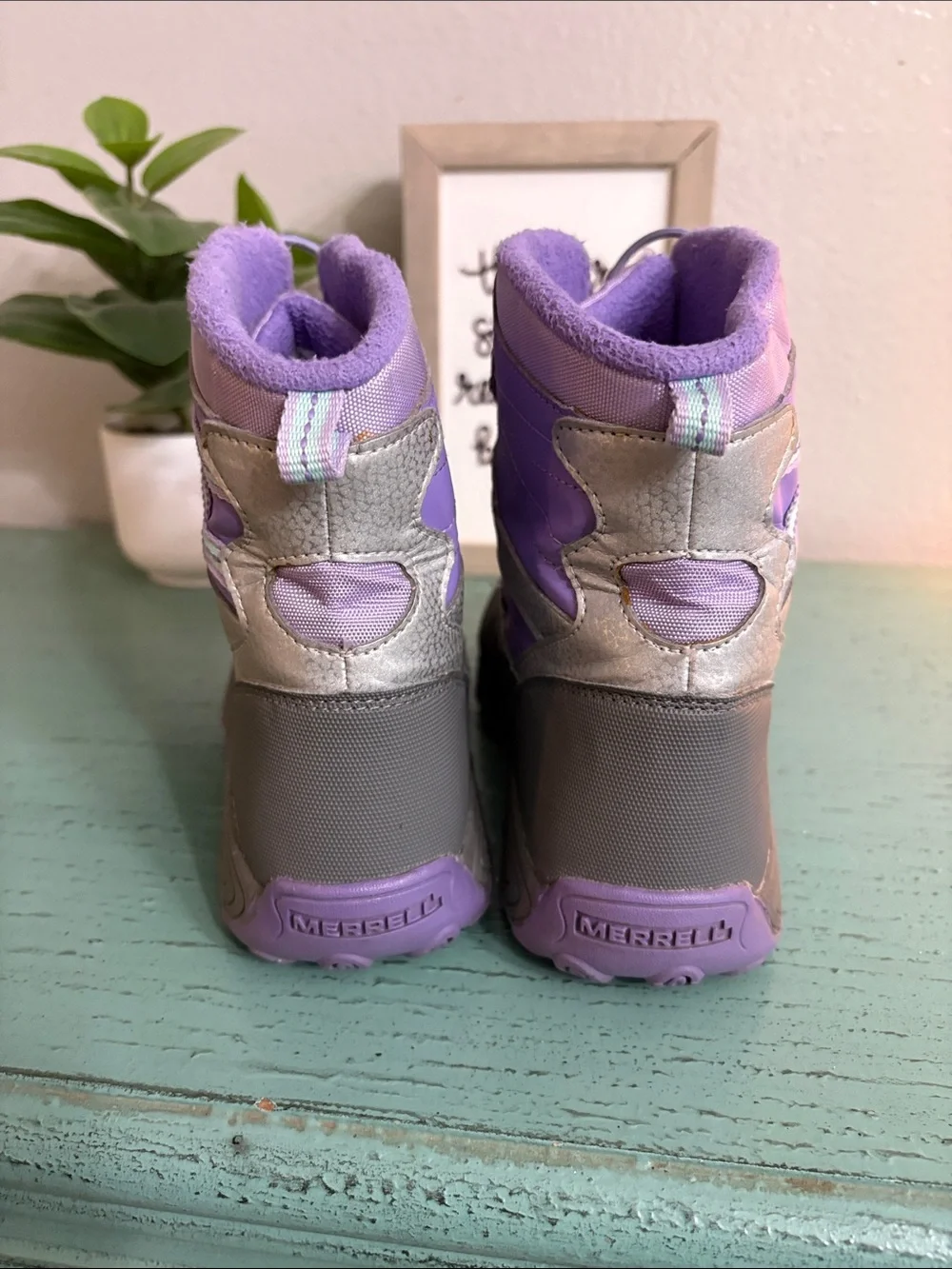 Merrell Kids Waterproof Boots in Gray and Purple